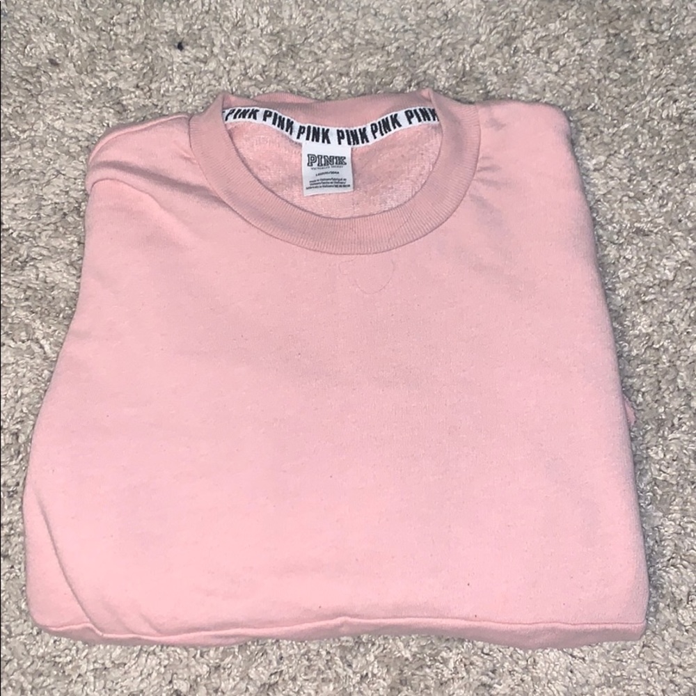 PINK Cropped Crewneck Sweatshirt
